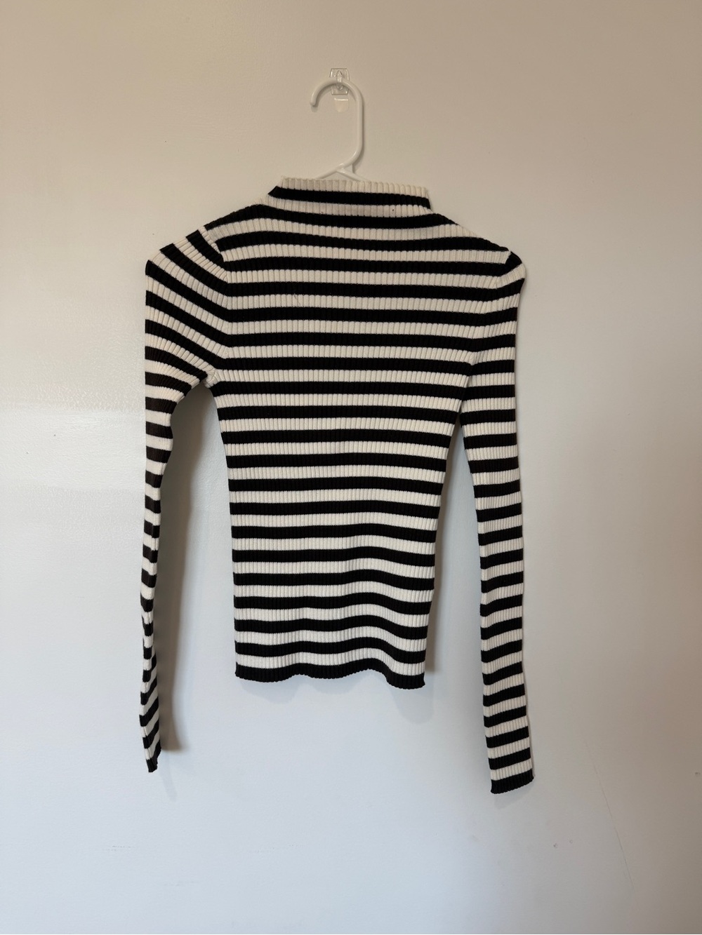 Madewell Black & White Striped Ribbed Long-Sleeve Top